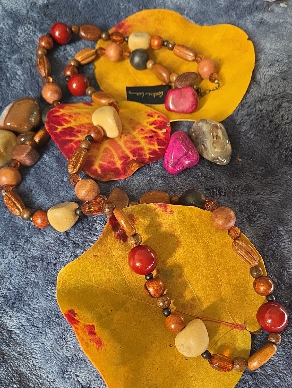 Cookie Lee Multi-Colored Wooden Beaded Necklace. Autum Colors. NWT.